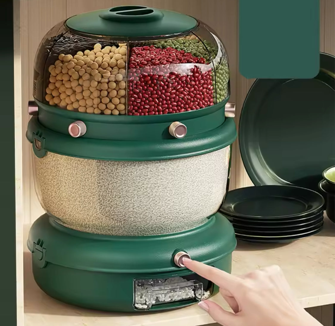 9KG Rotating Sealed Storage Box, Separated Sealed Rice Dispenser, Kitchen Accessories 9KG Rotating Sealed Storage Box, Separated Sealed Rice Dispenser, Kitchen Accessories